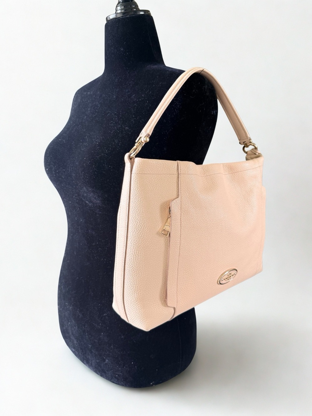 Coach Blush Pink Pebble Leather Hobo 2-way Shoulder Bag- Very Good Condition - Picture 2 of 9